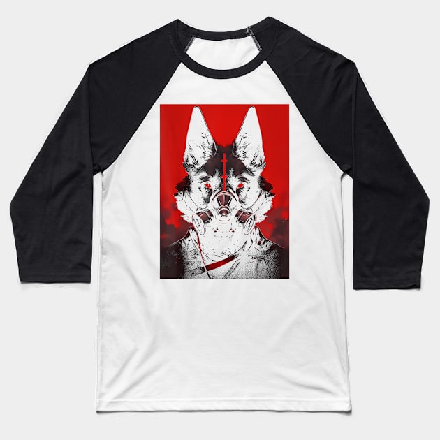 Futuristic Cyberpunk Gothic Wolf - Goth Grunge ,Punk Occult Baseball T-Shirt by The Full Moon Shop